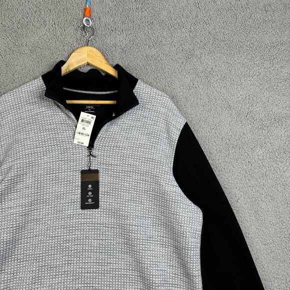 Alfani Sweater Mens XL Black Waffle Knit Mock Neck 1/4 Zip Alfatech Performance - Picture 4 of 16